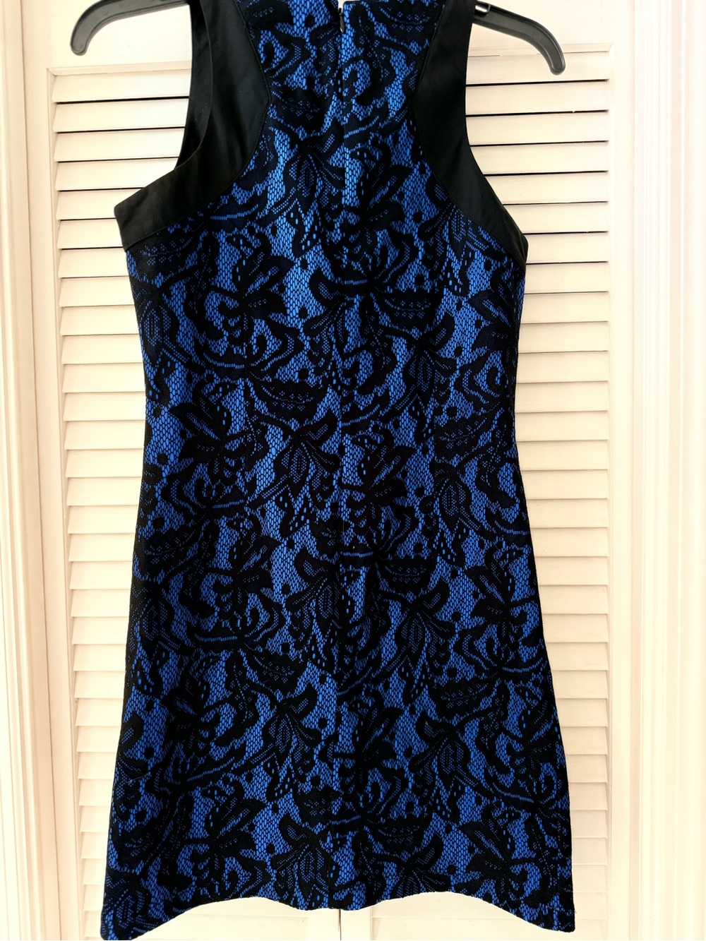 Socialite Blue and Black Lace-Overlay Mini Dress